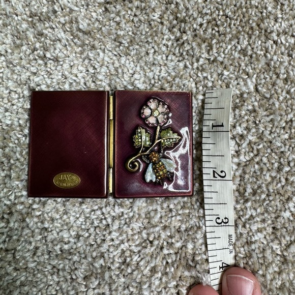 Decorative Jay Strongwater Red Enamel Rhinestone Flower Picture Photo Frame - Picture 5 of 5